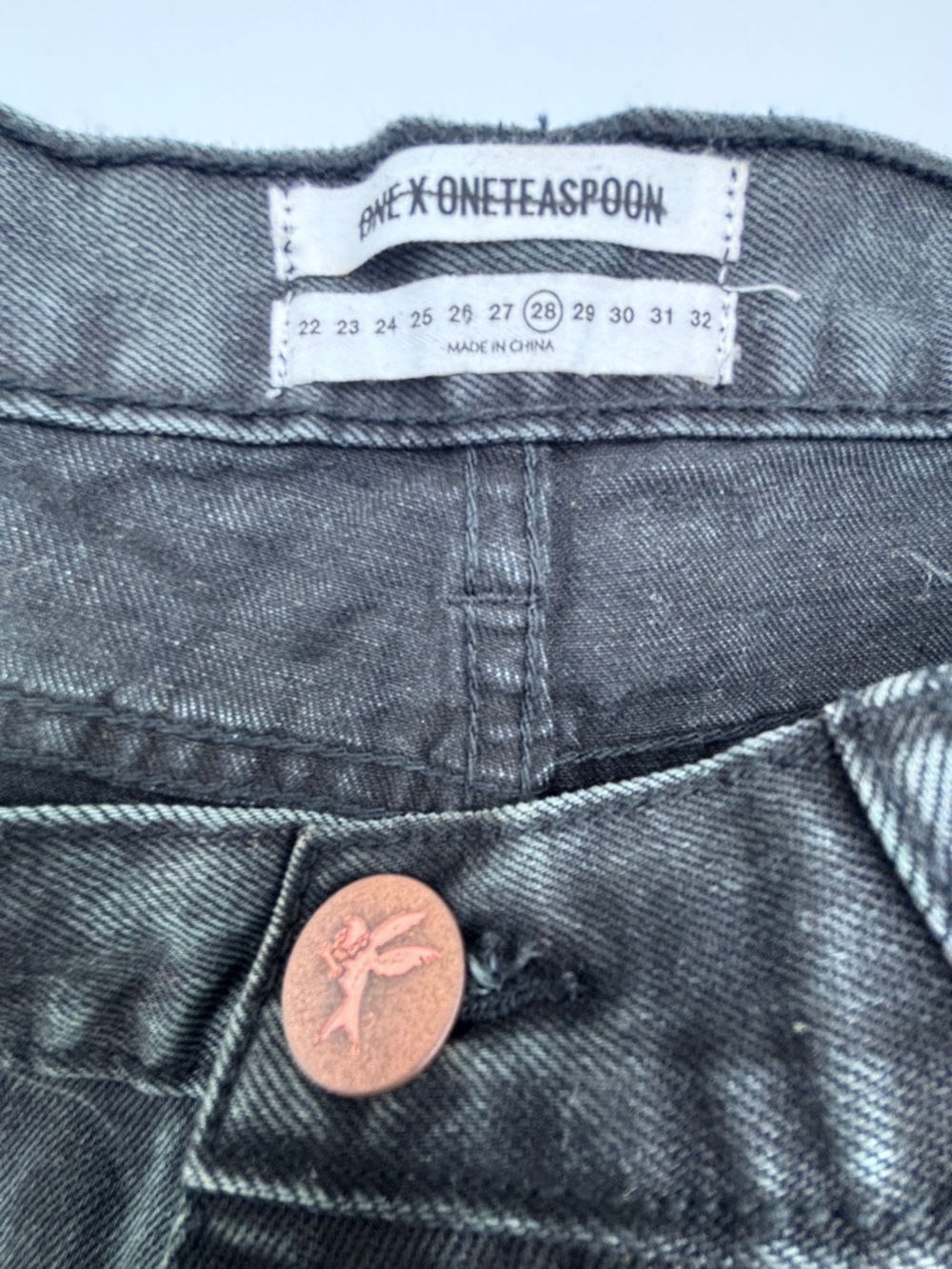 One Teaspoon rollers Black Frayed Hem Denim Shorts - Picture 8 of 12